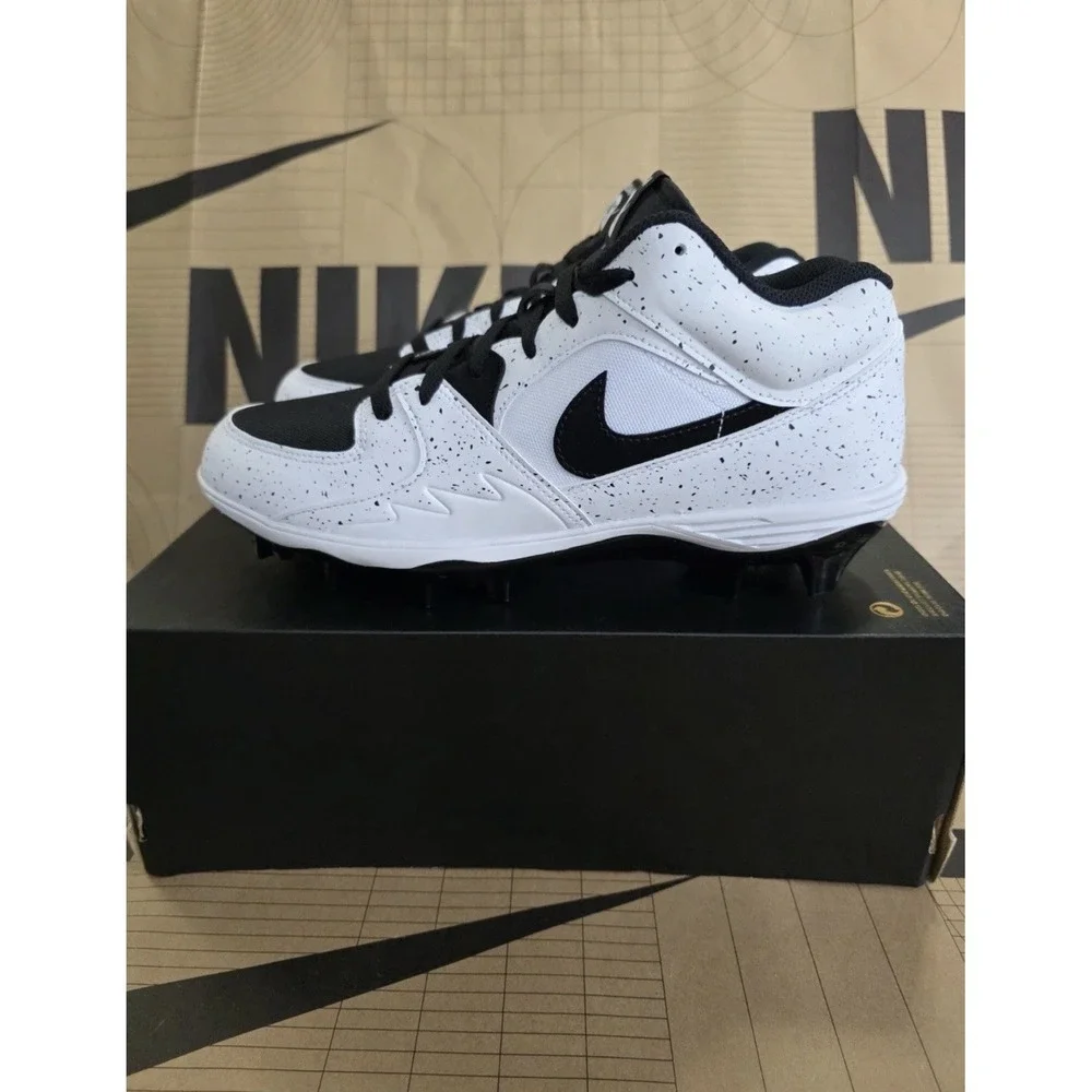 Size 12 Men's - Jordan Stadium 90 Low TD White Black HQ0210-100 Football Cleats